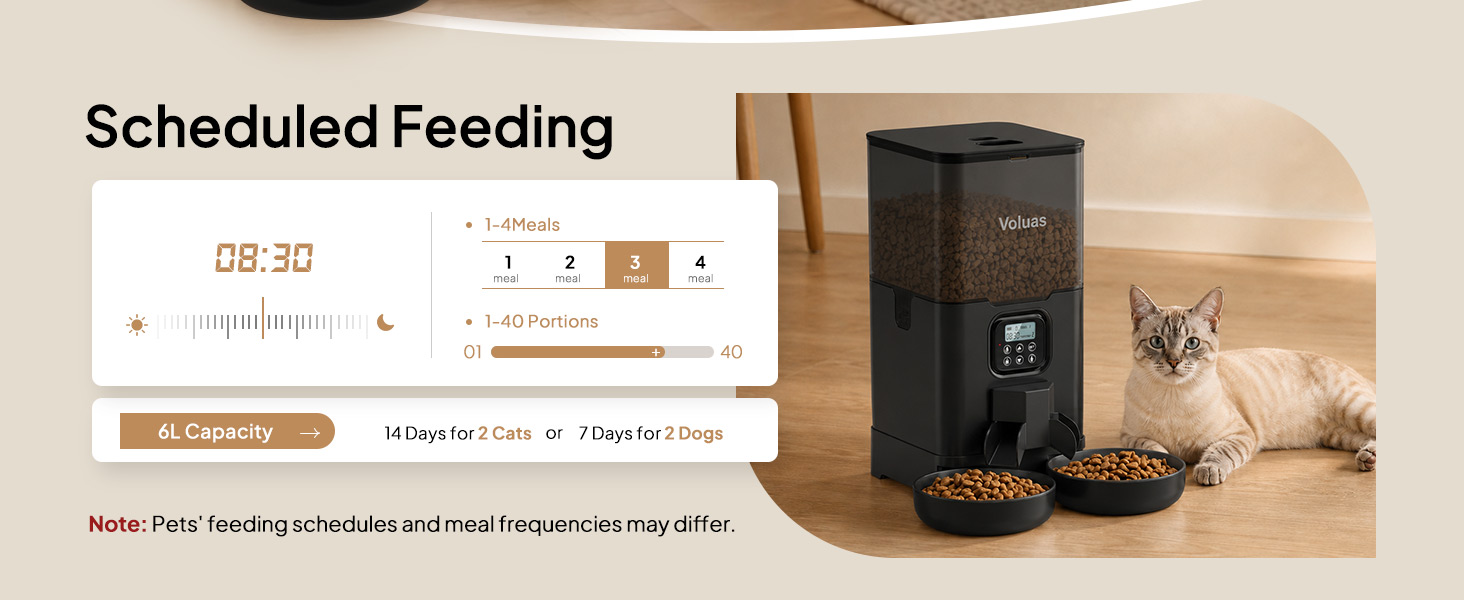 Voluas Automatic Cat Feeder for Two Cats