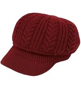 ?????????? Women Knit Visor Beanie Warm Winter Hat Soft Cable Knit Cap Cozy Brim Style for Fall a...