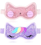 2PCS Adorable Cooling Eye Mask Gel Eye Mask, Reusable Hot Cold Therapy Cold Eye mask for Post Sur...