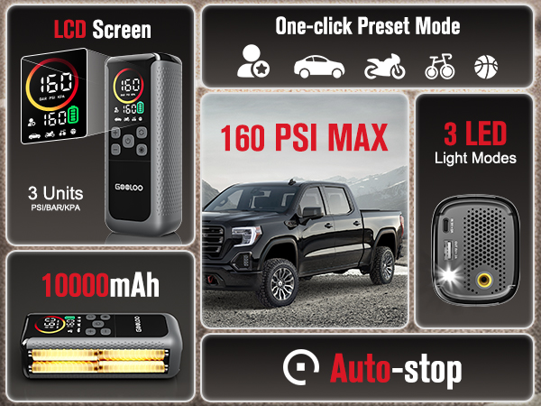 10000mAh tire inflator
