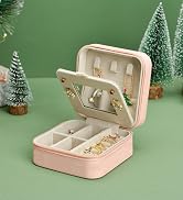 Vlando Small Travel Jewelry Box Organizer - Mirrored Carry-on Jewelries Necklaces Rings Earrings ...