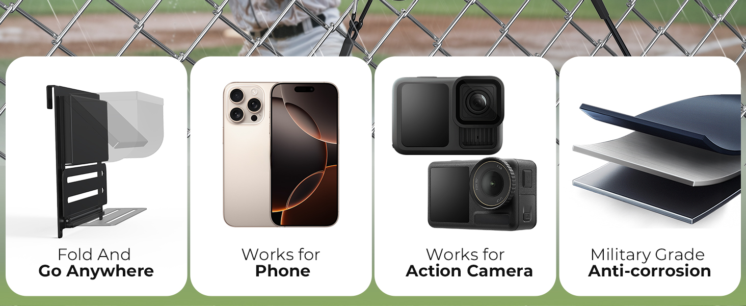 LC-dolida 2-in-1 Fence Mount, Includes Adjustable Sunshade for Outdoor Recording, Compatible