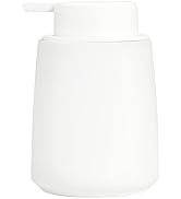 12Oz White Soap Dispenser - Ceramic Lotion Hand Soap Dispenser for Bathroom with Easy-to-Press Pu...