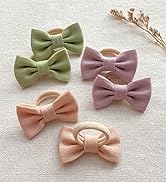 Cherssy 2" Baby Hair Ties with Linen Bows, 28 Pcs Neutral Hair Bow Elastic Nylon Hair Bands for T...