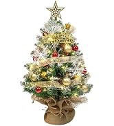 Tabletop Christmas Tree, 24 Inch Mini Artificial Christmas Tree with LED String Lights, Star Tree...