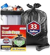 30-33 Gallon 100 Counts Large Trash Bags w/Ties Heavy Duty Garbage Bags, Large Trash Can Liners f...