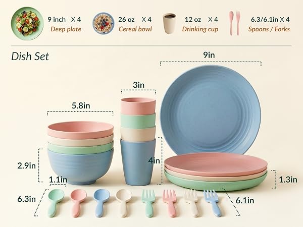 kids dishes camping dish set cups and plates sets for kitchen unbreakable dinnerware set