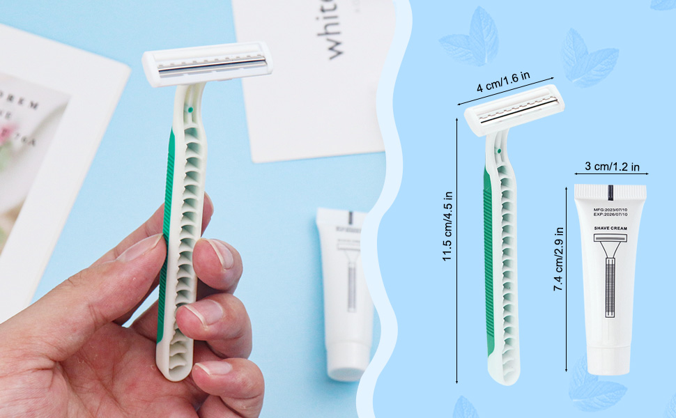 Twin Blade Bulk Disposable Razors with Clear Cap and 10g Shaving Cream