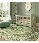 RELEANY Area Rugs 5'x7' Washable Non-Slip, Floral Vintage Distress Print Pattern Medallion Carpet...