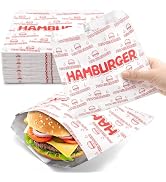 ZENFUN 200 Pack Hamburger Wrappers, Foil Hamburger Sleeves, Grease Resistant Hamburger Bags Bulk,...