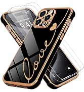 LCHULLE for iPhone 15 Pro Max Case Cute for Women Girls with 2 Screen Protector Love Heart Design...