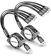 2Pack Multi Charging Cable, 4 in 1 5Ft Retractable iPhone Charger Cable, Multi Charging Cord, Ret...