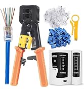 RJ45 Crimp Tool Ethernet Crimper for RJ45 Cat6 Cat5 Cat5e Pass Through Connectors and RJ12 Plug E...