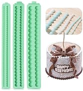 KALAIEN Pearl Silicone Mold,Semi Sphere Fondant Border Molds,Pearl Knit Rope Silicone Mold Clay M...