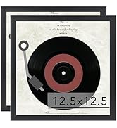 JCJMY Wood Vinyl Record Frame for the Wall, Display 12.5x12.5 Album Cover and 12x12 LP Vinyl Reco...