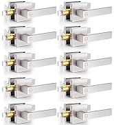 10 Pack Privacy Door Levers Brushed Nickel Door Handles, Keyless Interior Door Knobs Flat Square ...