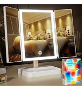 BERTHALESS for Mom Makeup Mirror Vanity Mirror with Lights, 14.4" L x 9.1" W Rechargeable Lighted...