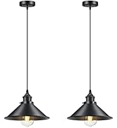 Licperron Industrial Pendant Light E26 E27 Base, Vintage Black Hanging Light Fixtures, Retro Bar ...