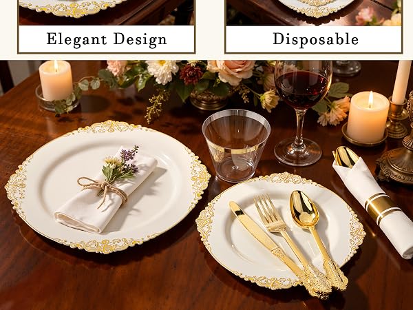 ivory plastic plates