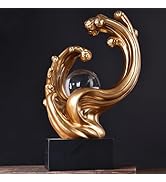 XYQXYQ Modern Abstract Decorative Wave Statue, Gold Abstract Art Home Decor,Crystal Ball Art Wave...
