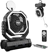 Outdoor Camping Fan with Light, 20000mAh Battery Powered, Rechargeable Portable Fan with Remote C...