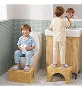 AmazerBath Toilet Stool for Toddler Potty Training, 3-in-1 Sturdy Bamboo One Step Squat Poop Foot...