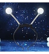 Sixexey Light Up Alien Headband LED Silver Martian Hair Band Antenna Hair Accessories for Women