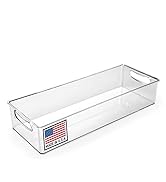 Pikanty Clear Refrigerator Organizer Bin with Handles — 15 Inch Stackable Fridge and Pantry Stora...