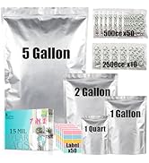 50pcs Mylar Bags for Food Storage With Oxygen Absorbers, 15 Mil Extra Thick Mylar Bags, 4 Size Se...