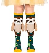 FunisFun Crazy Socks for Kids Girls Knee High Sloth Animal Socks Ideal Sloth Gifts for Girls Teen...