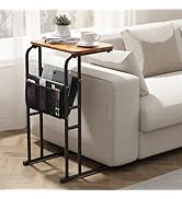 Olldide C-Shaped End Table with Storage Bag, Side Table for Living Room Bedroom, Slide Under Couc...