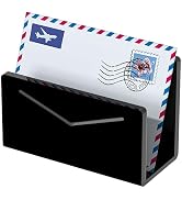 FUCDTEFC Acrylic Mail Holder, Black Acrylic File Letter Organizer, Vertical Envelope Mail Holder ...