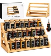 EDELHAUS 3 Tier Bamboo Spice Rack Organizer for Cabinet – Fits 24 Spice Jars, 17.5” Wide Countert...