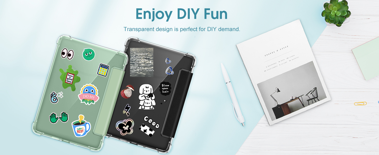 Kindle 2024 2022 11th generation 6 inch lightweight slim case clear tpu flip fold cover