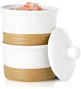 Hasense Salt Cellar, Ceramic Salt and Pepper Bowls, 9 oz Stackable Salt Pepper Container with Lid...