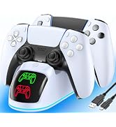 Controller Charger for PS5, Dual Charging Dock Station for PlayStation 5 Dualsense & Edge with RG...