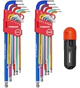 TOMMARS 26-PC Allen Wrenches Set Magnetic Ball End Extra Long Arm Allen Key Set With T-Handle Col...