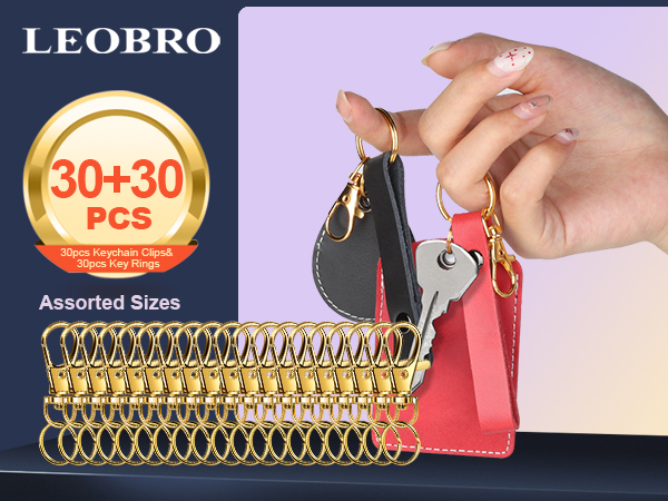 30pcs Gold Keychain Clips & 30pcs Gold Key Rings