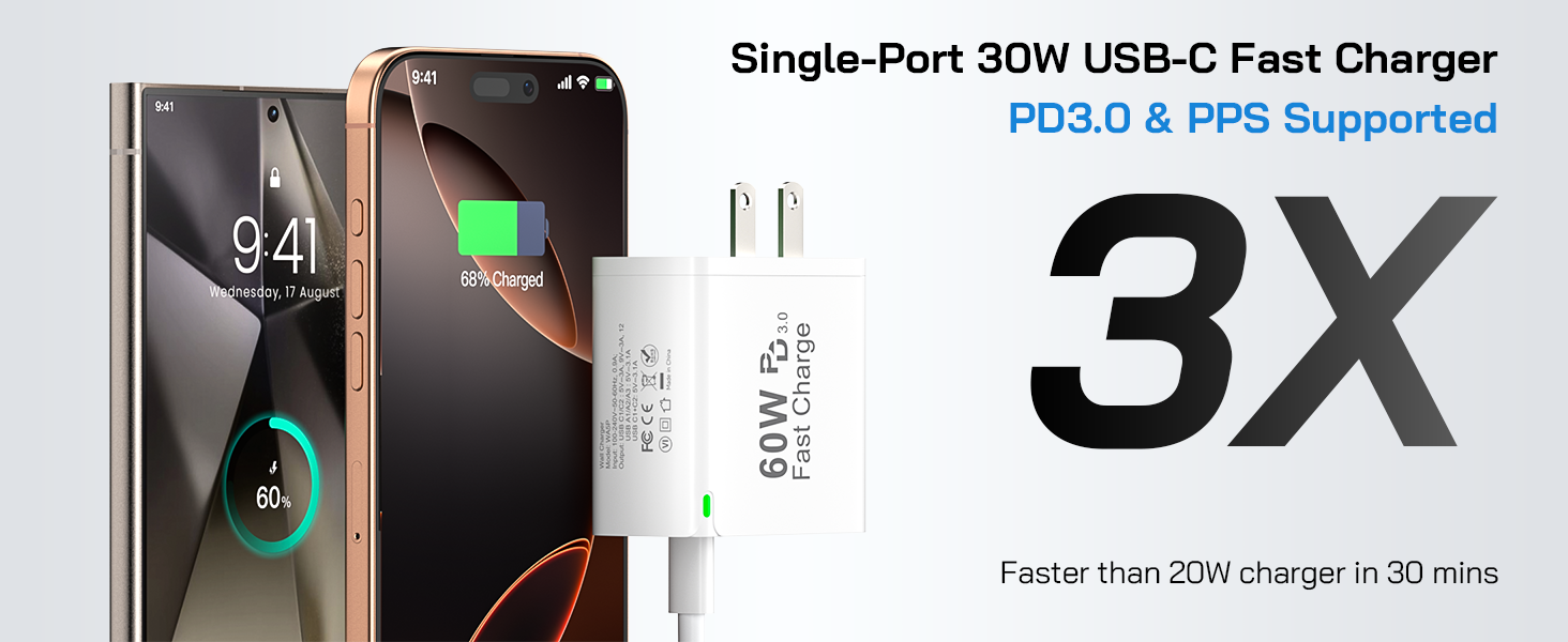 Single-Port 30W USB-C Fast Charger