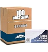 Trailmaker (100 Pack) Index Cards Bulk Pack, 10,000 Ruled 3 x 5 Note Cards, 100 Packs of 100 Flas...
