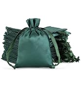 Tapleap Green Satin Cloth Gift Bags, For Kids Classroom, Wedding, Birthday, or Baby Shower Party ...