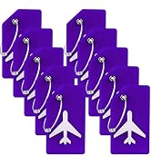 10 Pack Silicone Luggage Tag for Suitcases with Stainless Loop, TSA Approved, Privacy Protection ...