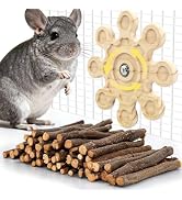 Jevnd Rotating Chinchilla Chew Toys for Teeth and 250g(0.55lb) Organic Apple Sticks, Natural Wood...