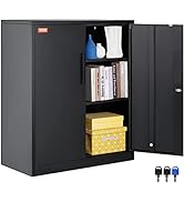 VEVOR Metal Storage Cabinet with 2 Magnetic Doors and 2 Adjustable Shelves, 200 lbs Capacity per ...