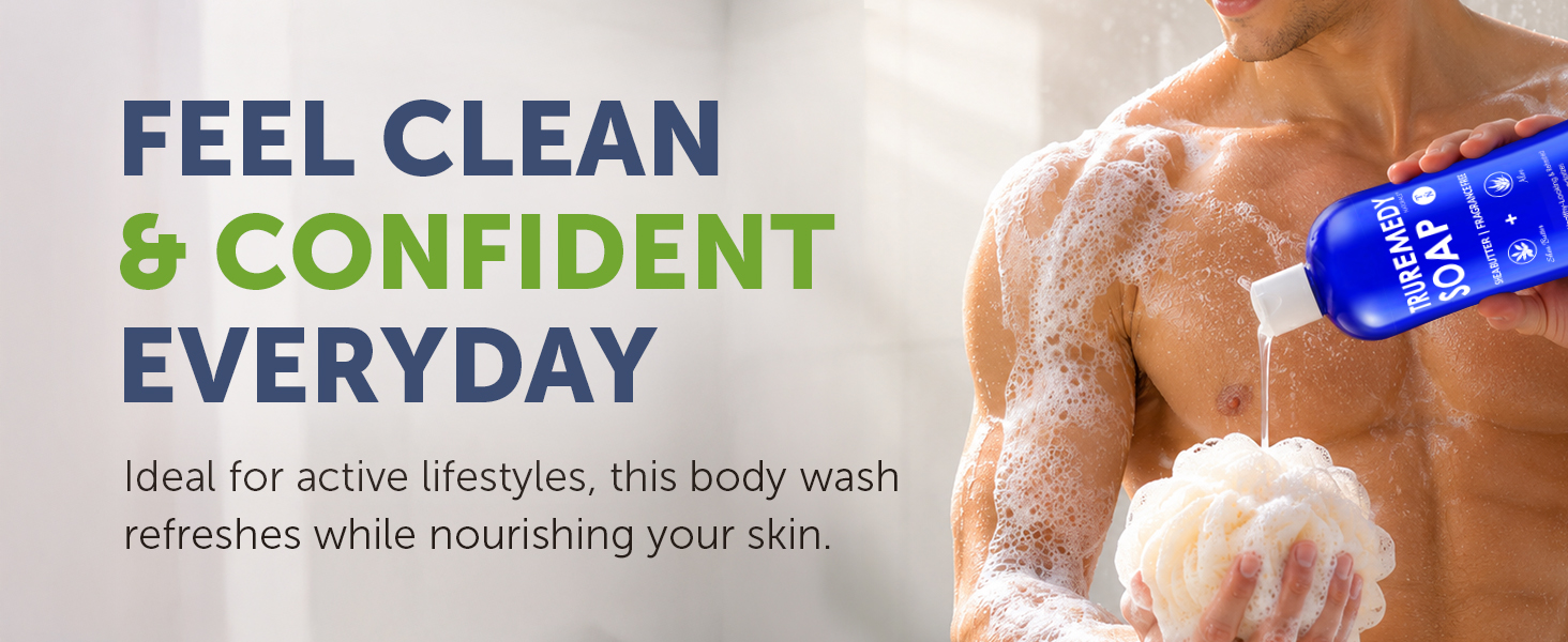 Man Washing Himself With Body Wash