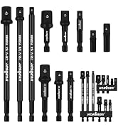 HORUSDY 11-Piece Impact Socket Adapter Set, 1/4-Inch Hex Shank, Cr-V Steel High Torque Drill Exte...