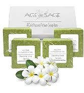 Age of Sage Handmade Natural Bar Soap Gift Set - 100% All Organic Vegan Bath Moisturizing Handmad...