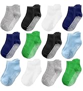 Tphon Non Slip Toddler Socks 12 Pairs Kids Grip Sock for Boys Girls Baby Ankle Socks with Gripper...