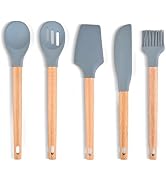 5 Pcs Silicone Spatula Set, Food Grade Rubber Spatula, Non Stick Upgrade Strong Handle with Ergon...
