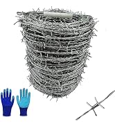YAGJIA Barbed Wire Fence - 328 Ft, 4 Point, 18 Gauge(1.6mm) Barb Wire Roll - Strong and Flexible ...